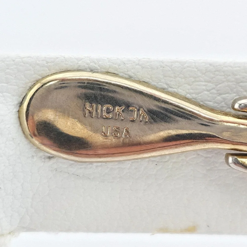 Vtg HICKOK USA Initial 'J' Tie Clip Tie Bar Tie Clasp Men's Silver & Gold Tone